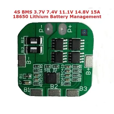 Picture of 4S BMS 3.7V 7.4V 11.1V 14.8V 15A 18650 Lithium Battery Management System Board (Silver)