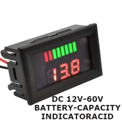 Picture of DC 12V-60V Battery Capacity Indicator ACID Lead-acid Lead Battery Charge Level LED Tester Red Digital Voltmeter (Black)