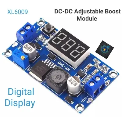 Picture of DC DC Step Up XL6009 4A Adjustable Boost Converter DC 4.5-32v To 5-35v Voltage Regulator Module With LED Display Voltmeter. (Silver)