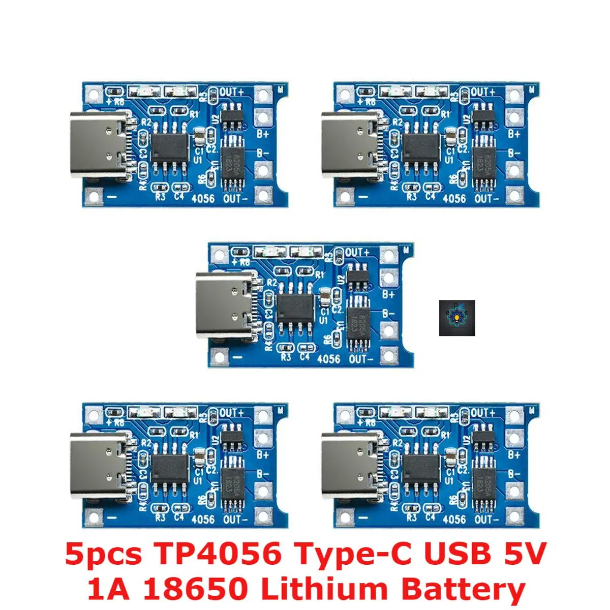 Picture of 5pcs TP4056 Type-C USB 5V 1A 18650 Lithium Battery Charger Module (Multicolor)