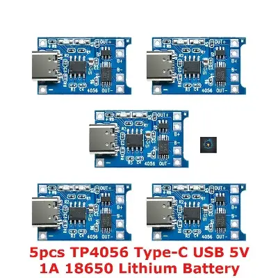 Picture of 5pcs TP4056 Type-C USB 5V 1A 18650 Lithium Battery Charger Module (Multicolor)