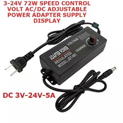 Picture of Universal Adjustable AC To DC 3V-24V 5A Power Adapter Voltage Regulated EU Plug 100v-240v 50/60Hz (Black)