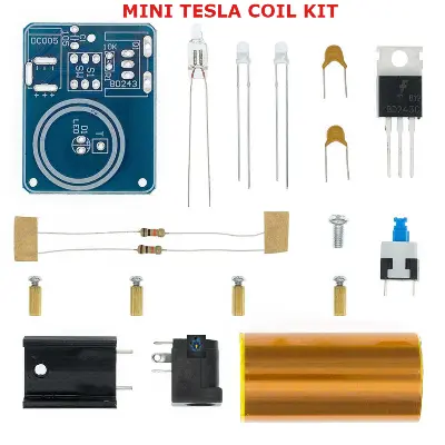 Picture of Mini Tesla Coil Kit Magic Props DIY Parts Empty Lights Technology Diy Kits Electronics Module Board (Multicolor)