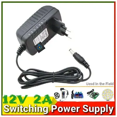 Picture of DC 12V 2A Power Supply Adapter Power Supply lighting transformer For Security System IP Camera LED Strip light W1209 XH-M452. (Black)