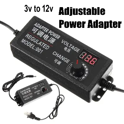 Picture of 3V to 12V Regulated 5A 60W AC/DC Adapter Switching Power Supply Regulated Power Adapter with Digital Display (Black)