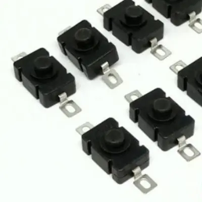Picture of 10Pcs- BLACK Color DC 30V 1A Flashlight Latching ON OFF Mini Push Button Switch 17x12x9.5mm For Table Lamp Flashlight Button LED Torch Light Switches DIY (Black)