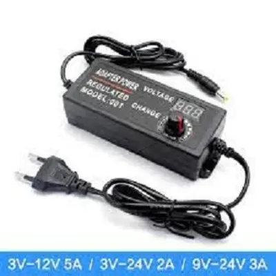 Picture of Adjustable DC 24V 3A Power Adapter with LED Voltmeter 775 Motor Power Supply AC 220V to DC 3V-24V Lighting Power Supply for LED Light RS775 775 DC Motor Audio Amplifier (Black)