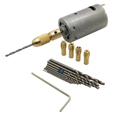 Picture of DC12 Volt Drill Motor,Chuck and Bit Package - motor (Silver)