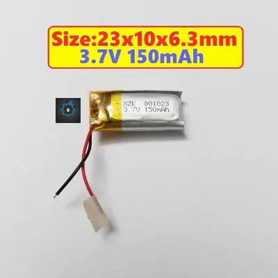 Picture of Heavy Duty 801023 Bluetooth Headphone Battery 3.7V 150Mah Size 23X10X6.3Mm Lithium Polymer Rechargeable Lipo Battery For Bluetooth Headset Earphone Battery Smart Watch Mp3 - Battery (Silver)