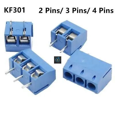 Picture of 5Pcs- 3Pin BLUE Color KF301-3P 3 Pin Plug-In PCB Mount Straight Screws Terminal Block Connector 5.08mm Pitch Socket Strips (Multicolor)