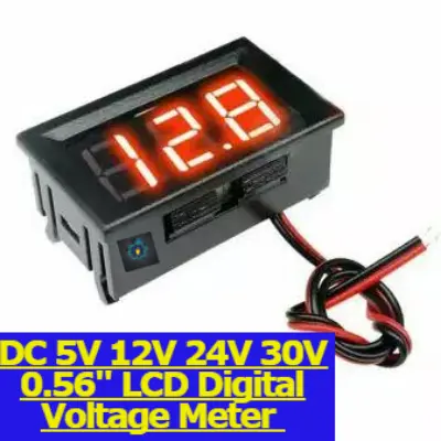 Picture of DC 5V 12V 24V 30V 0.56" LCD Digital Voltage Meter Voltmeter Battery Capacity Tester Detector (Black)