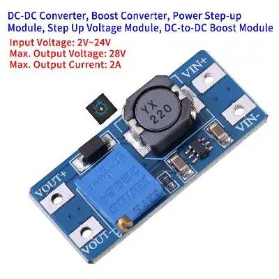 Picture of 1.5-35v MT3608 Output 28V 2A DC-DC Up Converter (Silver)