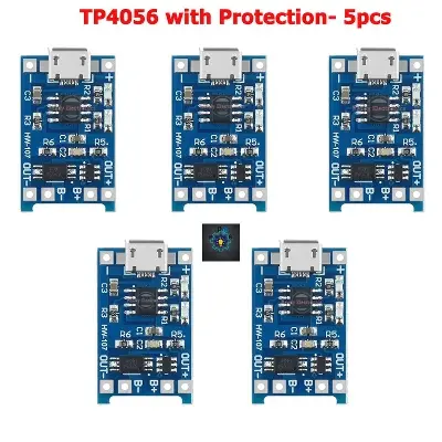 Picture of TP4056 1A Battery Charging Module with Protection-Micro B USB (Multicolor)