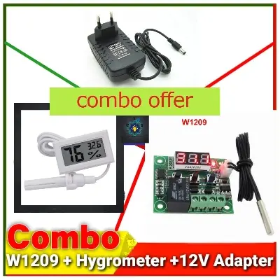 Picture of W1209 + Hygrometer + 12V 2A Adapter Combo Package for Egg Incubator System XH-M452 XH-W3001 (Multicolor)