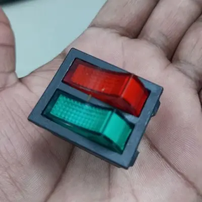 Picture of DOUBLE BOAT BLACK & RED Rocker Switch 4 Pin 250V 15A 4Pin On Off Full Illuminated Neon RED Indicator SPST Power Switch For Auto Car Boat IPS UPS (Multicolor)