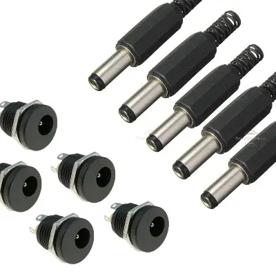 Picture of DC Male Jack and Female Socket Combo Pack 2.1mm- 10pcs (Black)