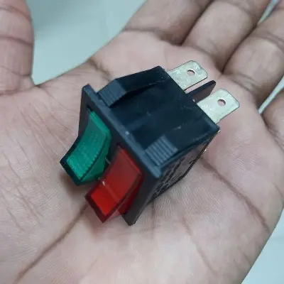 Picture of KCD2 Double Boat Rocker Switch 6 Pin On-Off With Green Red Light 15A 250VAC Powerpoints Switches & Savers (Multicolor)