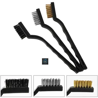 Picture of 3Pcs Set STEEL Brush COPPER Brush NYLON Wire Brush Nozzle Hot Bed Cleaning Brush 170mm For 3D Printers Mobile SMD Chip Repairing Toothbrush Scrubbing Gap Rust Cleaning (Multicolor)