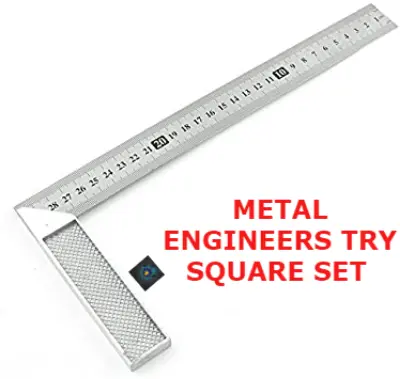 Picture of Metal Engineers Try Square Set Measurement Tool 90 Degrees Right Angle Ruler (12 Inches, 30 cm) (Silver)