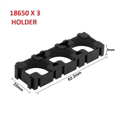 Picture of 2Pcs- 3 CELL Battery Holder 18650 Lithium Battery Holder Plastic Bracket Battery Pack (Black)