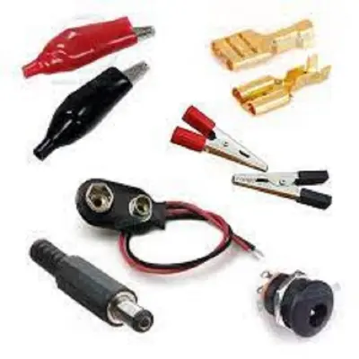 Picture of Combo Connector's DC Jack, Alligator clip, 9 Volt Battery Connector and DC Panel Mount Socket, Female Wire Spade Connector (Black)