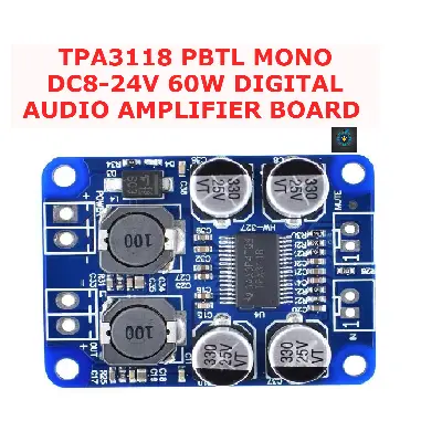 Picture of TPA3118 PBTL Mono DC8-24V 60W Digital Audio Amplifier Board AMP Module Chip 1X60W 4-8 Ohms Replace TPA3110 TPA3116 XH-M139