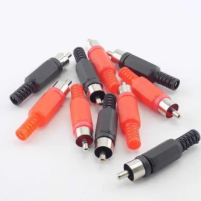 Picture of RCA Jack Audio Video Connector Plug Plastic Handle Male Black & Red-5Pair