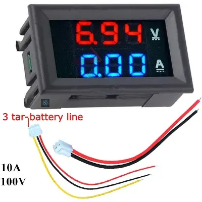 Picture of 0.28 inch Mini Digital Voltmeter  DC 100V 10A Panel Amp Volt Current Meter Tester 0.28 Inch Blue Red Dual LED Display (Black)
