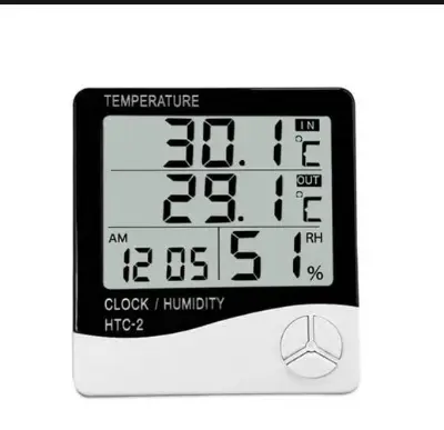 Picture of Temperature Humidity hygrometer thermometer HTC-2 LCD Digital Indoor Outdoor Sensor Probe with Clock (Multicolor)
