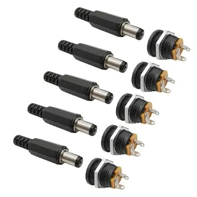 Picture of DC Male Jack and Female Socket Combo Pack - 2.1mm - Set of 10 | Convenient Power Connectors for Various Applications