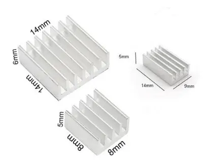 Picture of Factory Aluminum Heatsink Raspberry PI Cooling Fin Amplifier Cooler Sliver Custom IC Radiator with 2pcs 8x8x4mm 1pc 14*14*6mm
