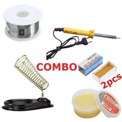 Picture of Soldering Package-Soldering Iron,Lead,2pcs Rosin And Soldering Stand,Soldering Paste - soldering iron (Multicolor)