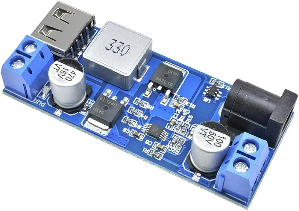 Picture of DC-DC 24V/12V To 5V 5A Supply Buck Converter Adjustable USB Charging Module For Phone (Blue)
