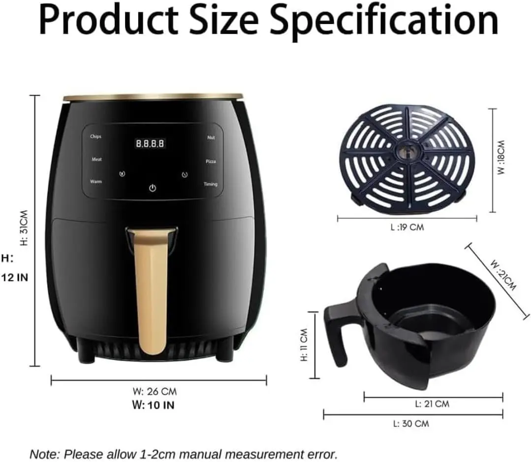 Picture of Electric Silver Crest Air Fryer for Making Health Quality Fried Chicken, Beef, Pizza 2400 Watt - 6 Liter