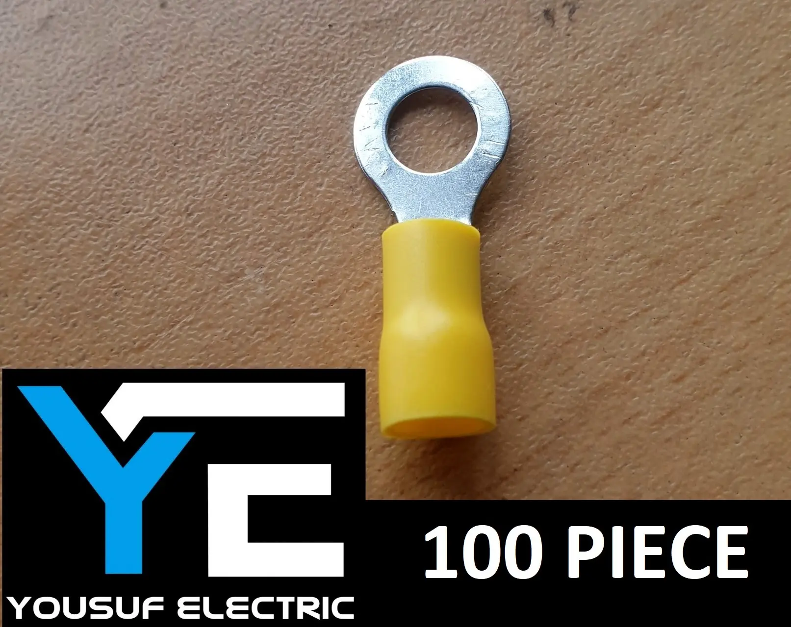 Picture of Cable Lug 4-6 Rm Terminal round type O type Lugs insulated Connector Clip 4-6 Rm Copper 100 Piece Pack - Yellow