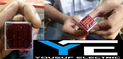 Picture of 3 In 1 Volt Amp Hz Meter Panel Mount 22Mm Square Panel 3 In 1 Ac 60-500V 0-100A 20-75Hz Led Digital Display Voltage Volt Current Ampere - Red