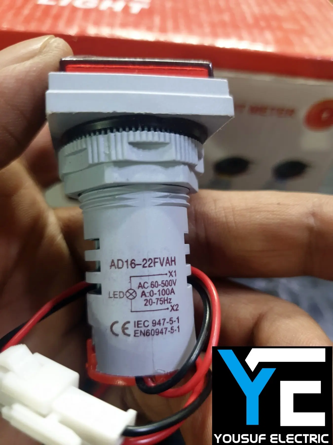 Picture of 3 In 1 Volt Amp Hz Meter Panel Mount 22Mm Square Panel 3 In 1 Ac 60-500V 0-100A 20-75Hz Led Digital Display Voltage Volt Current Ampere - Red