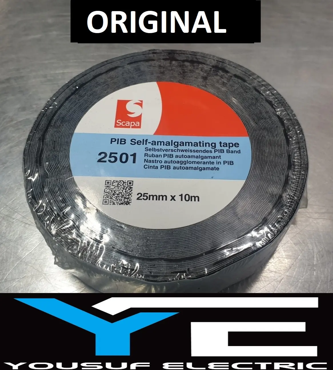 Picture of PIB SELF AMALGAMATING Tape 25mm Width 10M Length 2501 Self Amalgamating Tape For Perfect for Weatherproofing Cables Connections - Black