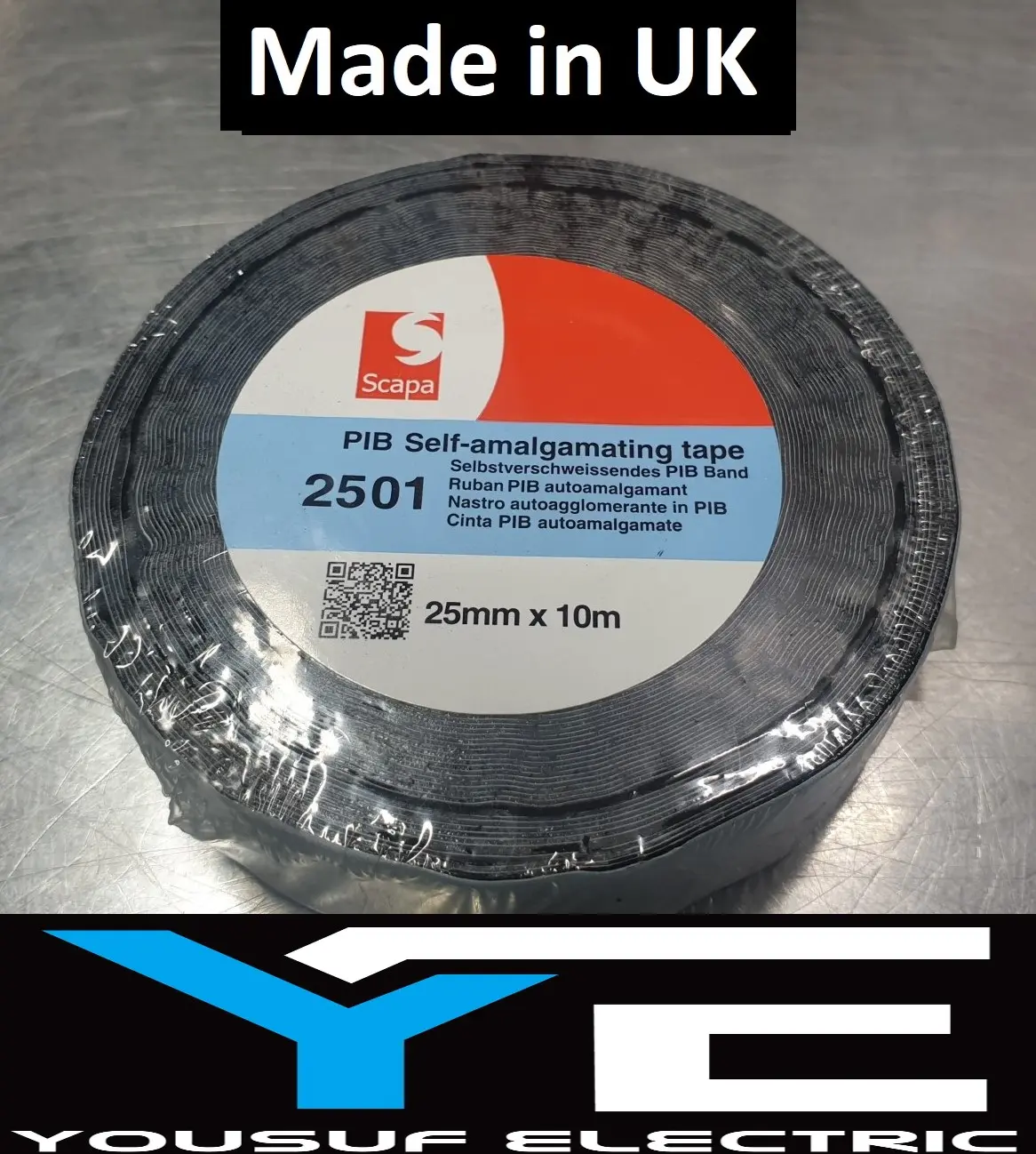 Picture of PIB SELF AMALGAMATING Tape 25mm Width 10M Length 2501 Self Amalgamating Tape For Perfect for Weatherproofing Cables Connections - Black