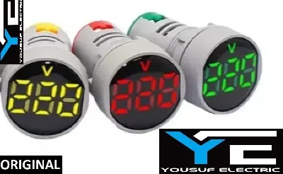 Picture of Digital Voltage Meter Ac60-500V Mini 22Mm Ad16 Ac Voltage Panel Meter Indicator Volt Lamp Round Digital Display Volt Meter - Multimeter