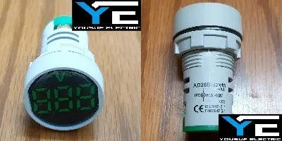 Picture of Digital Voltage Meter Ac60-500V Mini 22Mm Ad16 Ac Voltage Panel Meter Indicator Volt Lamp Round Digital Display Volt Meter - Multimeter