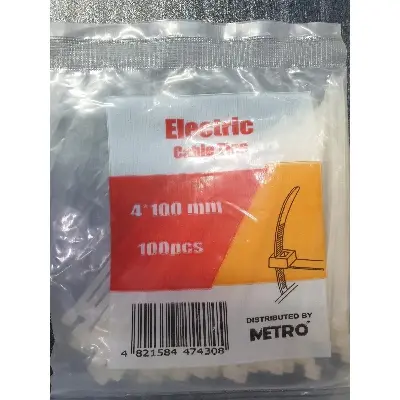 Picture of Cable tie 100mm (4inch) 2 packet (200 piece) Zip Wraps Strap Nylon Fastening Ring Loop Wire industrial 100 mm Zip Tie