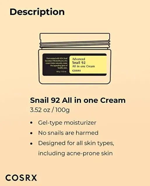 Picture of COSRX Snail Mucin 92% All-In-One Repair Cream 100gm