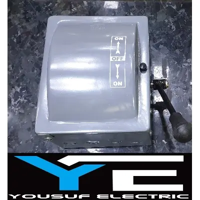 Picture of change over switch 60 ampere dp double phase manual motor reverse forward switch transfer switch - Blue