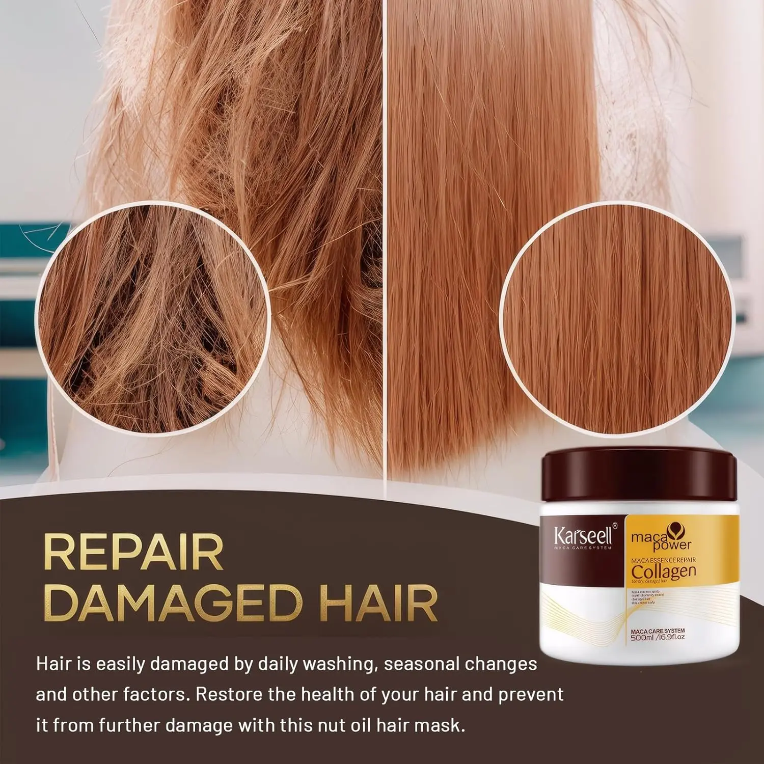 Picture of Karseell Maca Power Collagen Hair Mask – Deep Repair & Hydration for Dry, Damaged Hair (500ml)