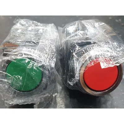 Picture of Push button switch flat type 1 piece packet Push button Momentary Self-Reset ON OFF Push Button Switch 22mm 1NO 1NC with AC 220V LED Use in GMC-22 Finder MK2P-1 Relay Make DOL Starter