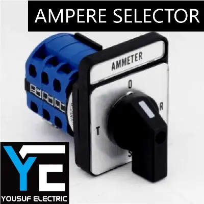 Picture of Ammeter selector switch on off Rotary switch 3 phase 3 way 3 position Ampere selector switch LW26-20 20A reverse forward cam switch - Black