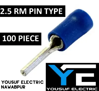 Picture of Cable Lug 2-2.5 Rm Terminal pin type Lugs insulated Connector Clip 2.5 Rm Copper 100 Piece Pack - Blue