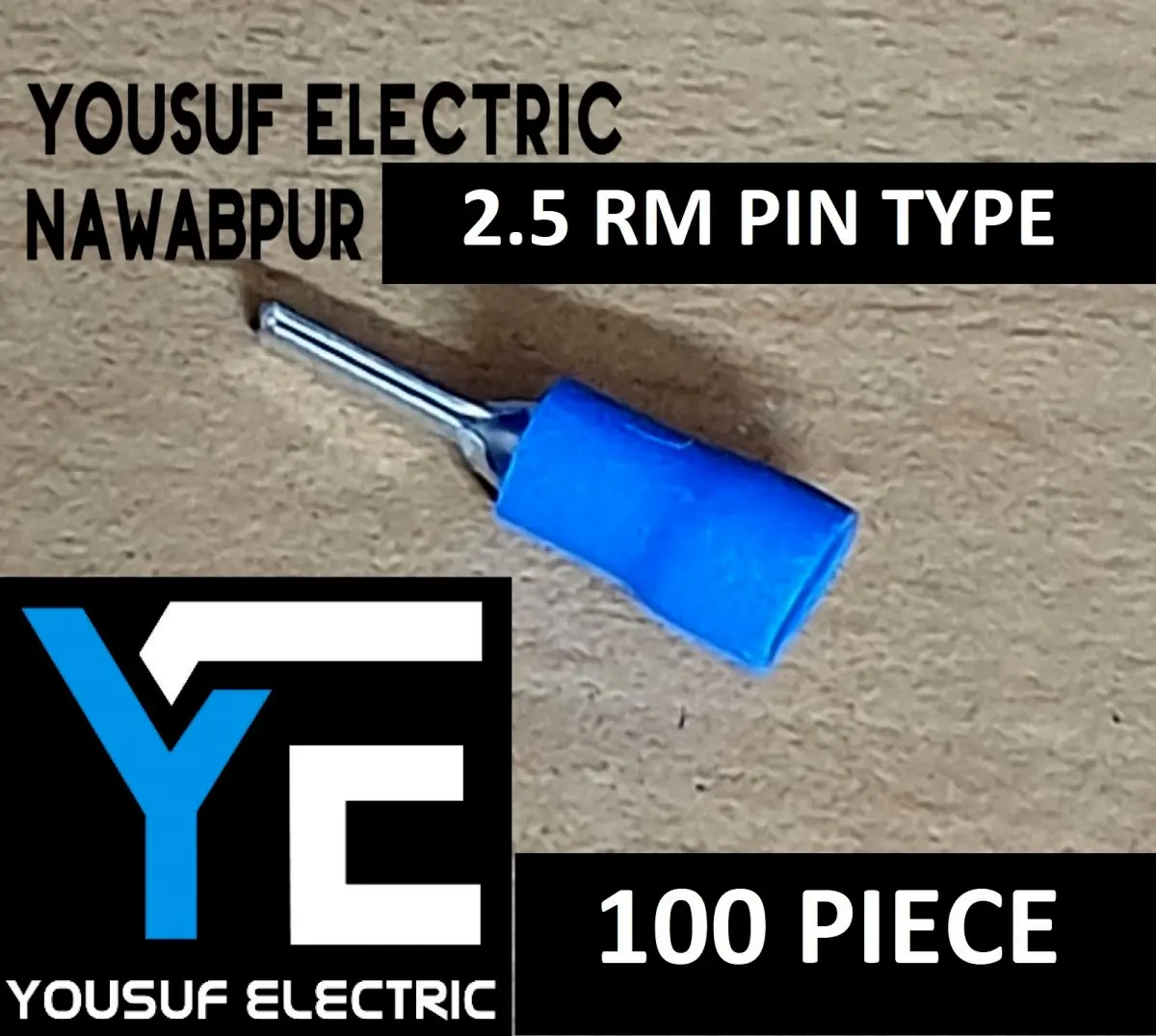 Picture of Cable Lug 2-2.5 Rm Terminal pin type Lugs insulated Connector Clip 2.5 Rm Copper 100 Piece Pack - Blue