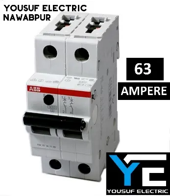 Picture of Abb Mcb 63 Ampere Dp High Grade China Miniature Circuit Breaker two Pole Double Phase - Power Bank Circuit - White